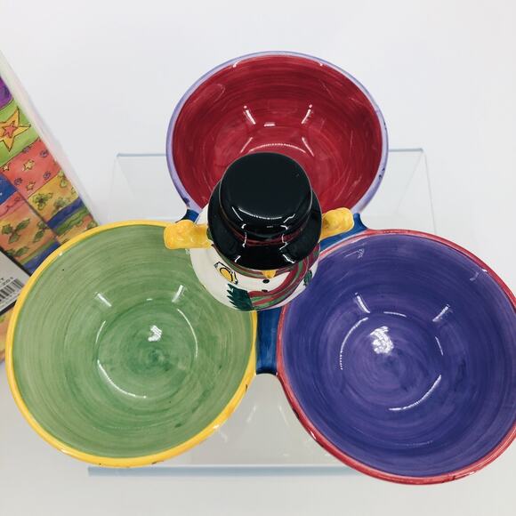 The Sweet Shoppe Christmas Sue Zipkin Sango Divided Snack Relish Tray Bowls NIB - Picture 3 of 6